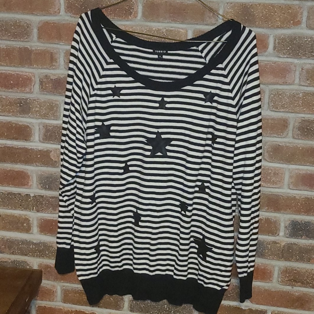 Torrid Star Striped Sweater Black and White